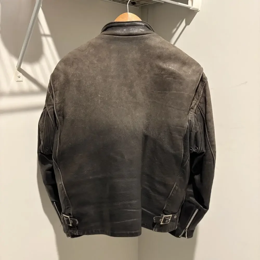 Vintage Schott 141 Cowhide Leather Cafe Racer Motorcycle Jacket Size 42 USA FADE